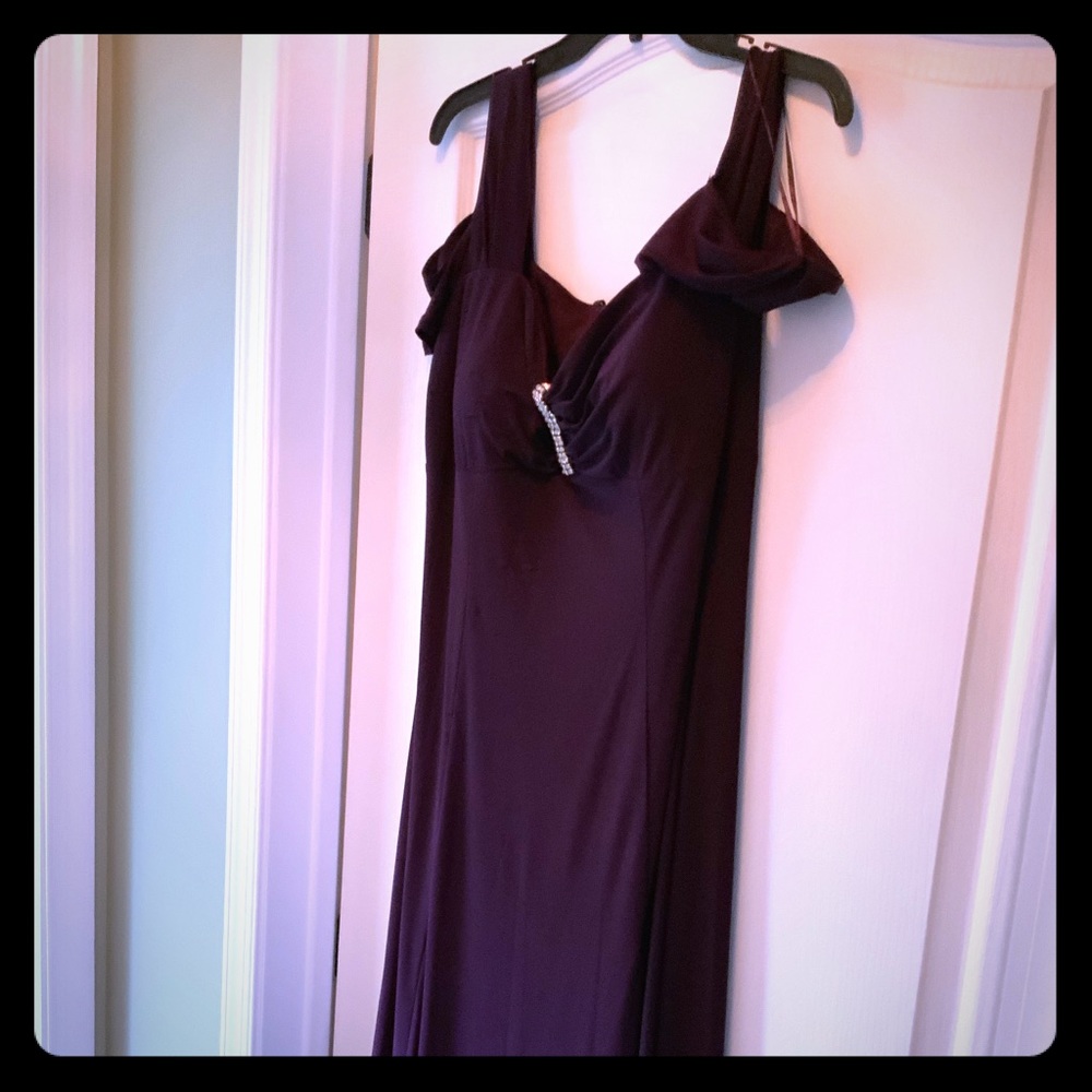 Pretty Plum Cold Shoulder Gown